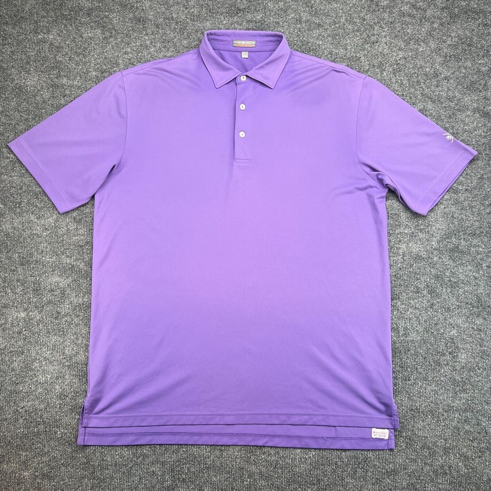 Peter Millar Summer Comfort Polo Shirt Mens Large Purple Solid Performance Golf